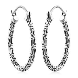 Bali Legacy Sterling Silver Borobudur Hoop Earrings 6.50 Grams