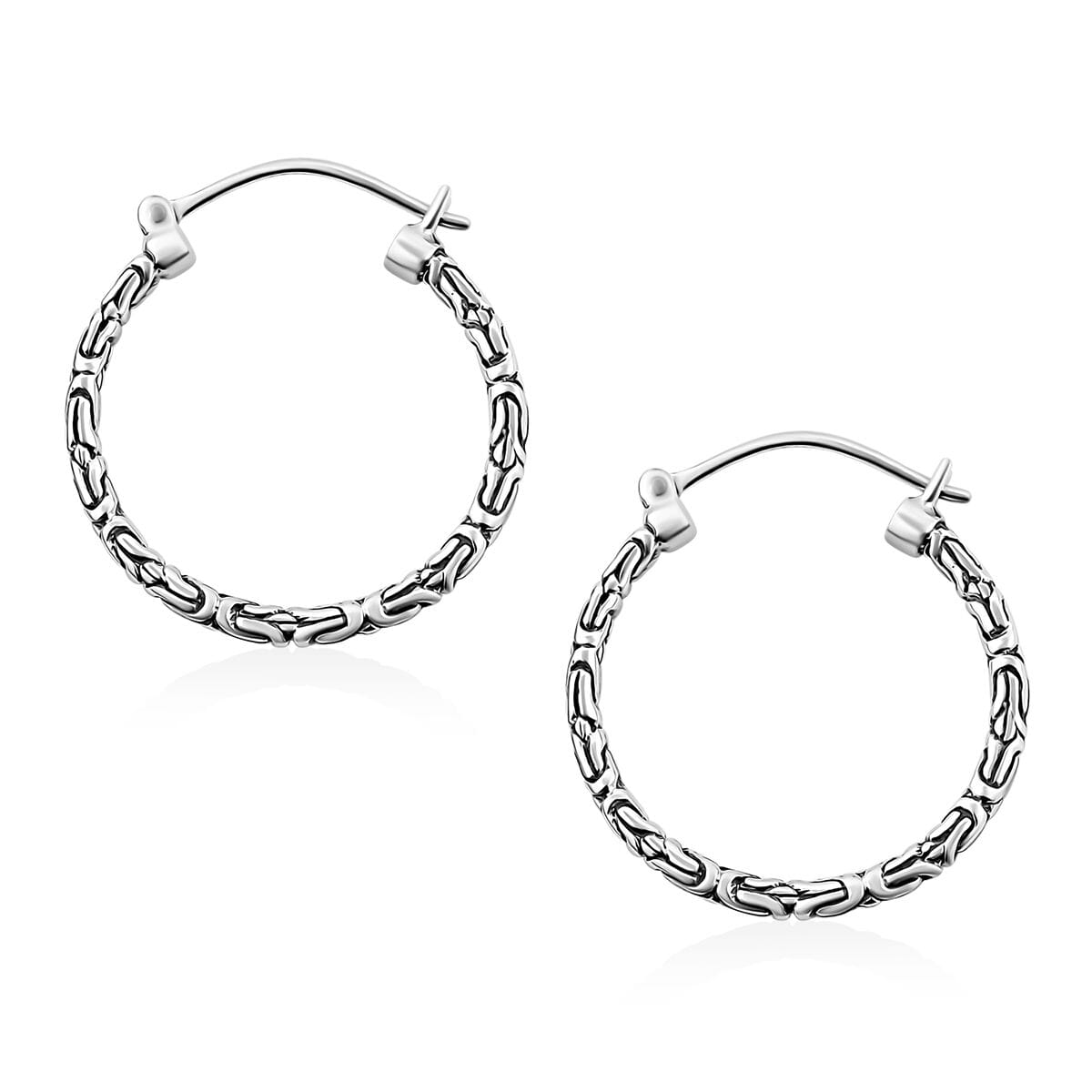 Bali Legacy Sterling Silver Borobudur Hoop Earrings 6.50 Grams image number 3