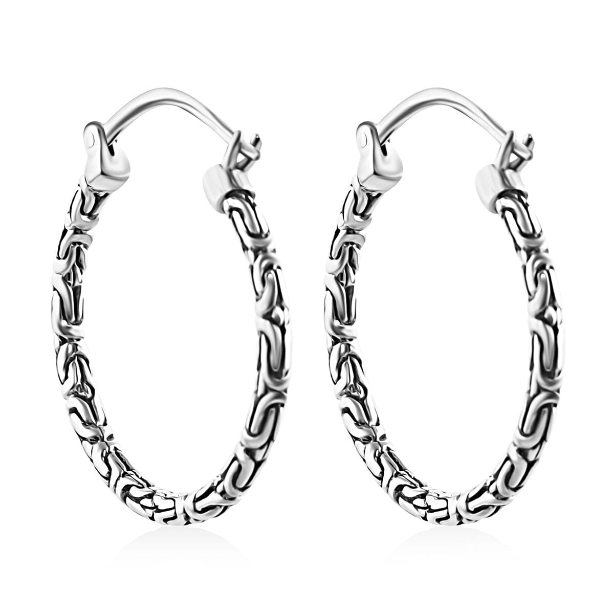 Bali Legacy Sterling Silver Borobudur Hoop Earrings 6.50 Grams image number 4
