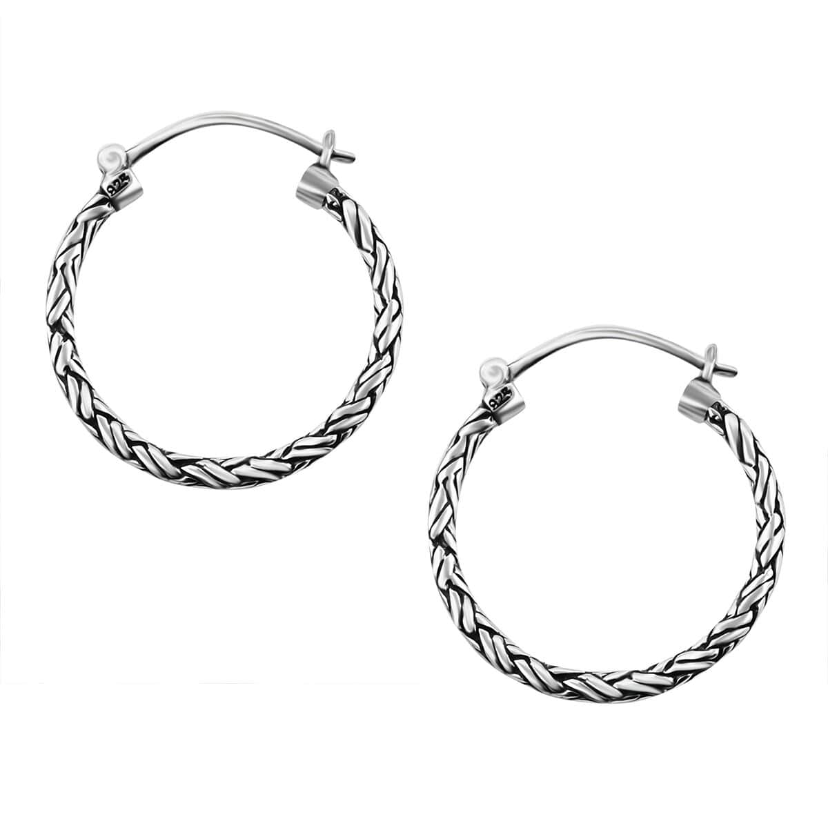 Bali Legacy Sterling Silver Padian Hoop Earrings 6.29 Grams image number 3