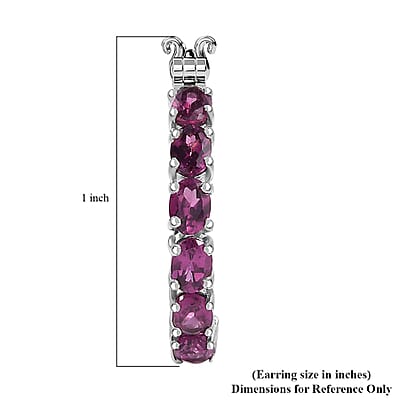 D'Joy Radiant Ember Garnet 5.40 ctw Inside-out Hoop Earrings in Rhodium Over Sterling Silver