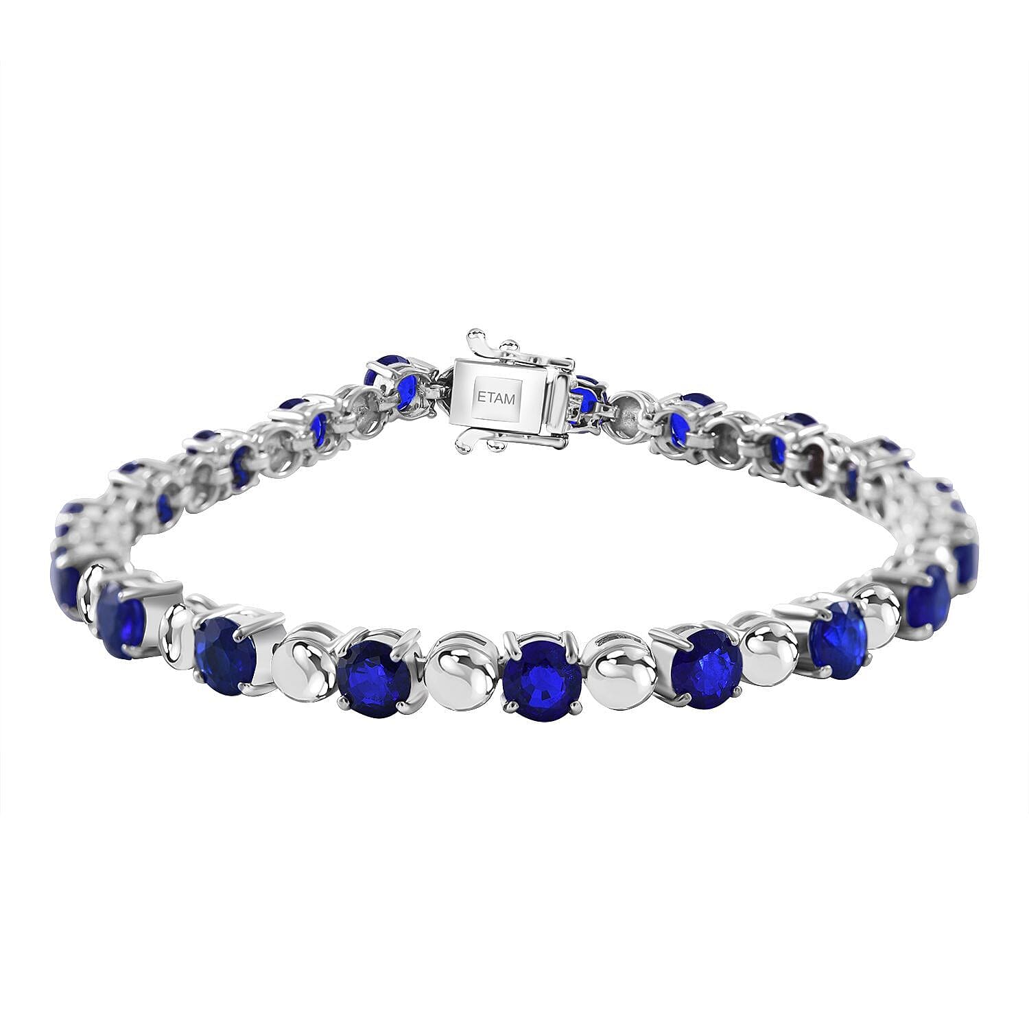 Tanzanian Blue Spinel 10.67 ctw Bracelet in Rhodium Over Sterling Silver (7.0 In)