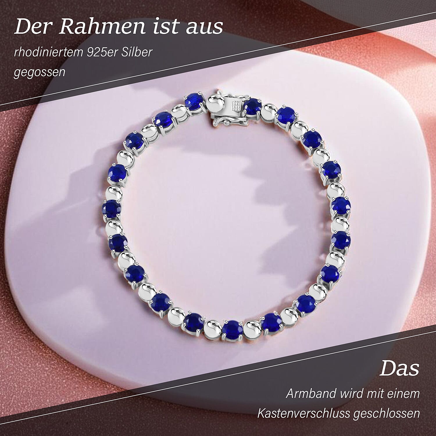 Tanzanian Blue Spinel 10.67 ctw Bracelet in Rhodium Over Sterling Silver (7.0 In)