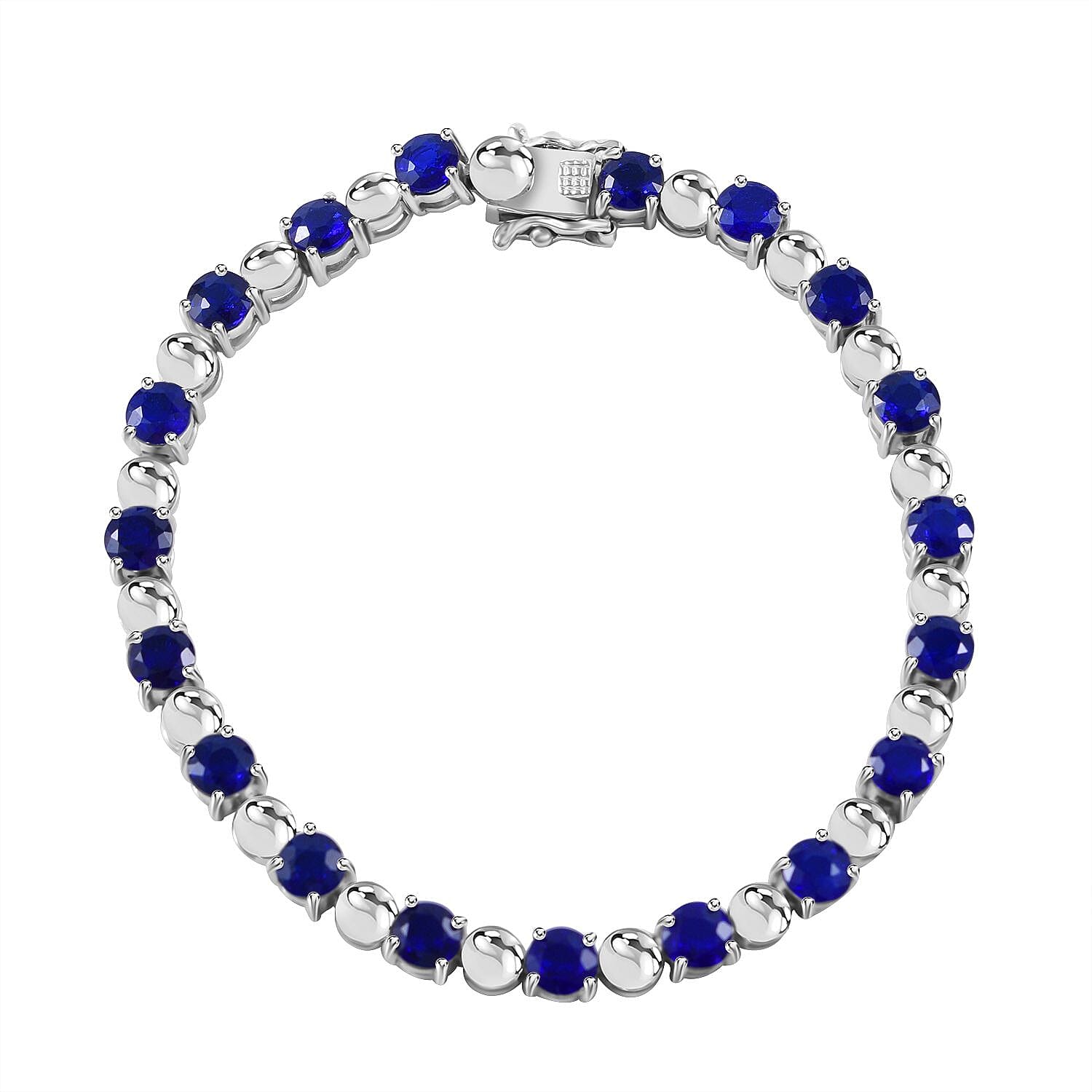 Tanzanian Blue Spinel 10.67 ctw Bracelet in Rhodium Over Sterling Silver (7.0 In)