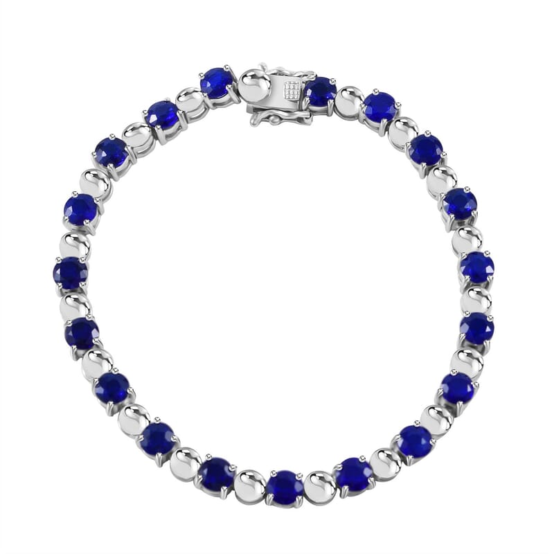 Tanzanian Blue Spinel 10.67 ctw Bracelet in Rhodium Over Sterling Silver (7.0 In)