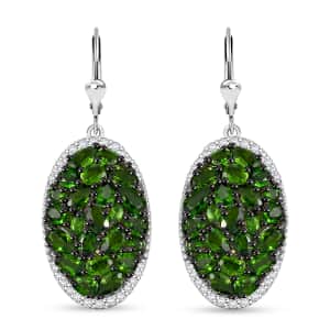 Chrome Diopside and White Zircon 9.30 ctw Eternal Bloom Earrings in rhodium Sterling Silver