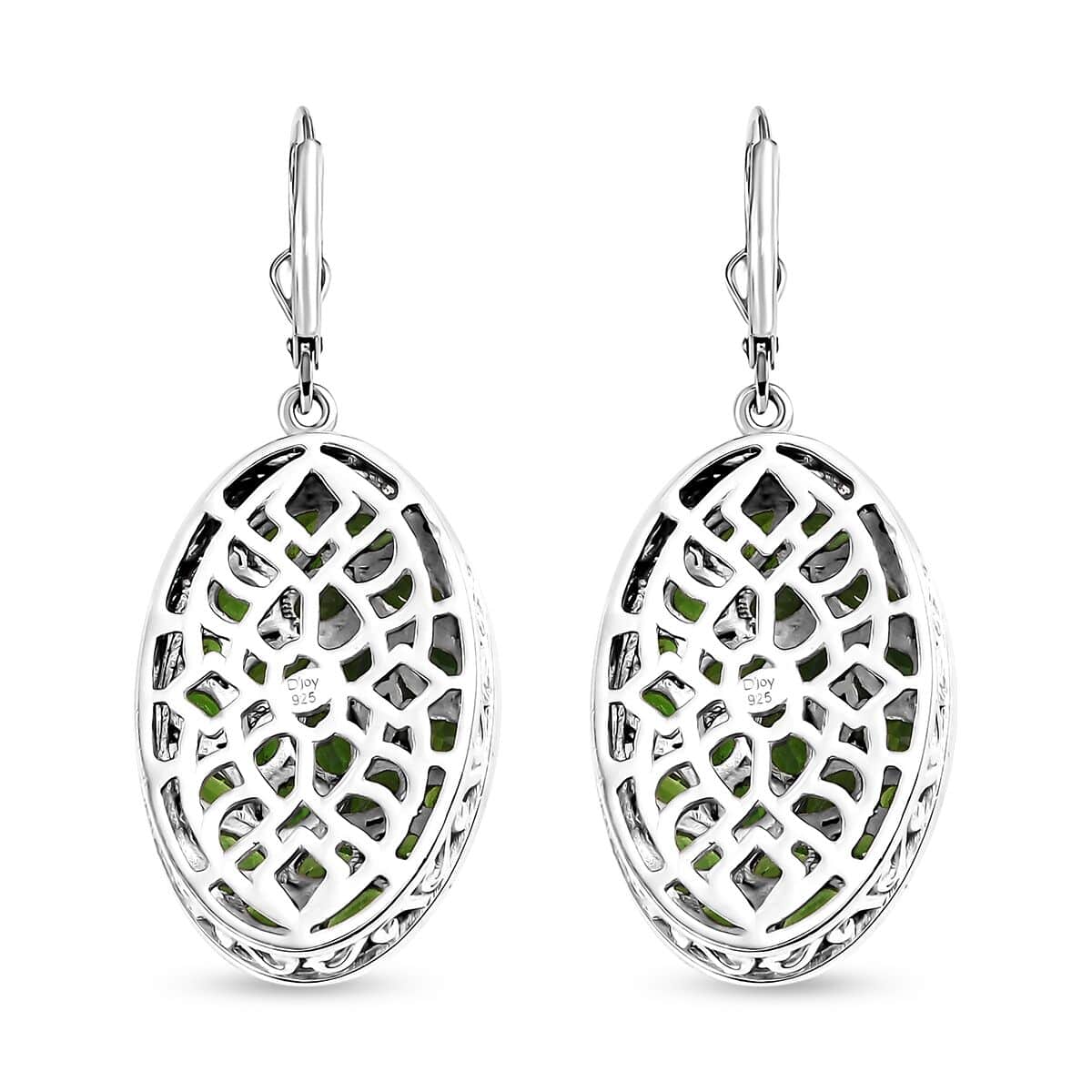 Chrome Diopside and White Zircon 9.30 ctw Eternal Bloom Earrings in rhodium Sterling Silver image number 3