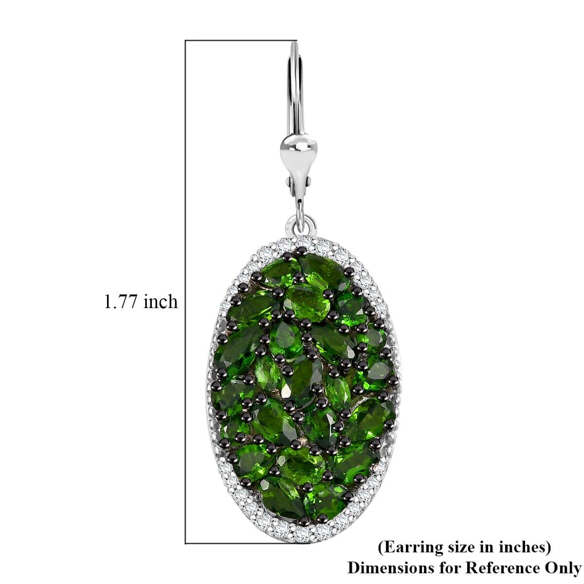 Chrome Diopside and White Zircon 9.30 ctw Eternal Bloom Earrings in rhodium Sterling Silver image number 4