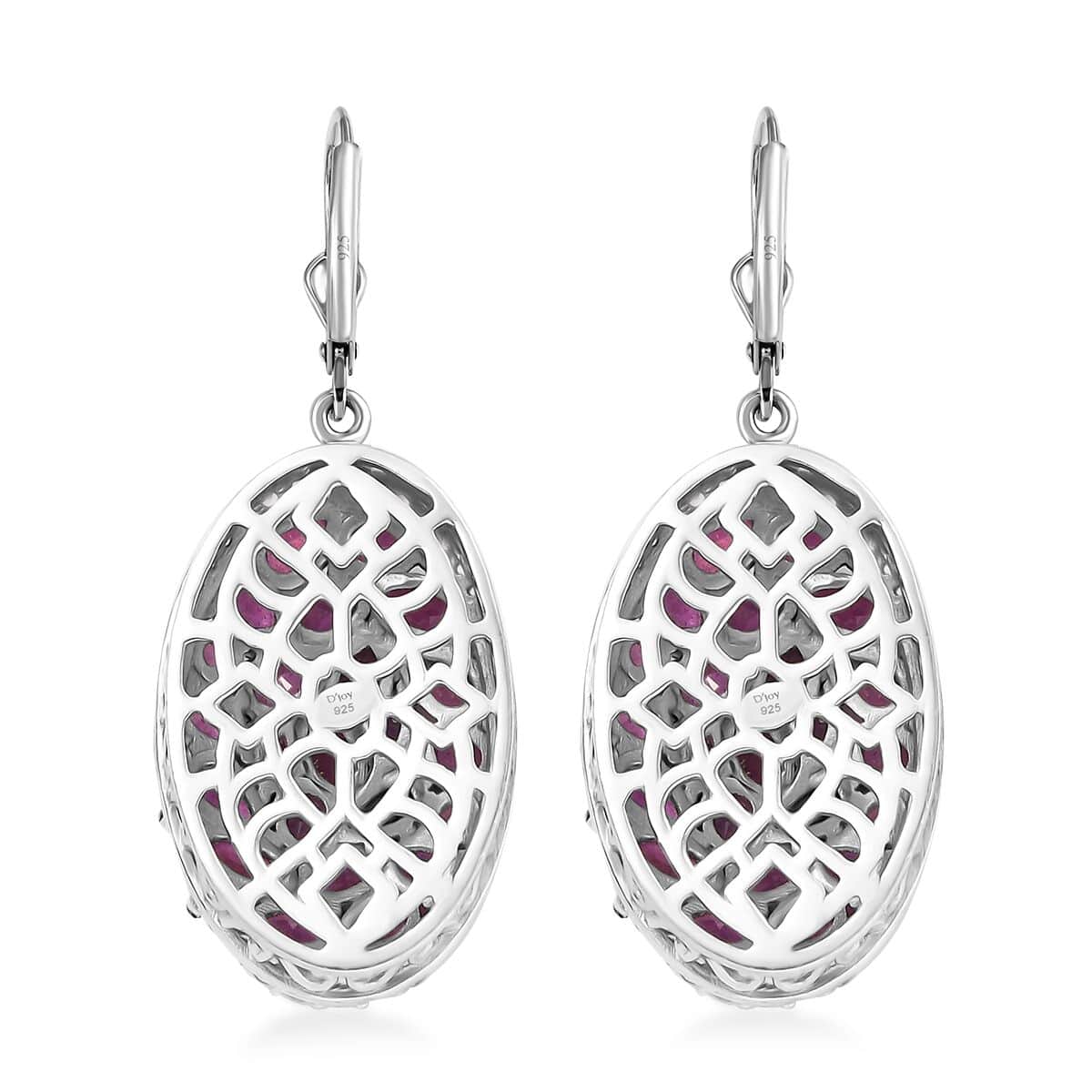 Niassa Ruby (FF) and White Zircon 12.85 ctw Eternal Bloom Earrings in Rhodium Over Sterling Silver image number 4