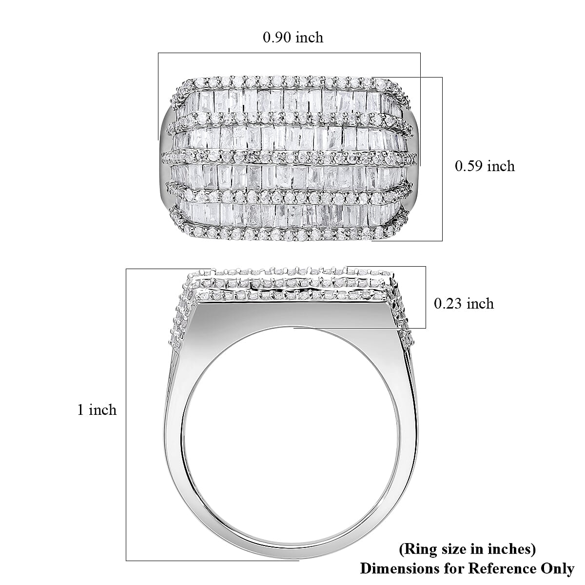 Diamond 2.00 ctw Ring in Platinum Over Sterling Silver (Size 10.0)