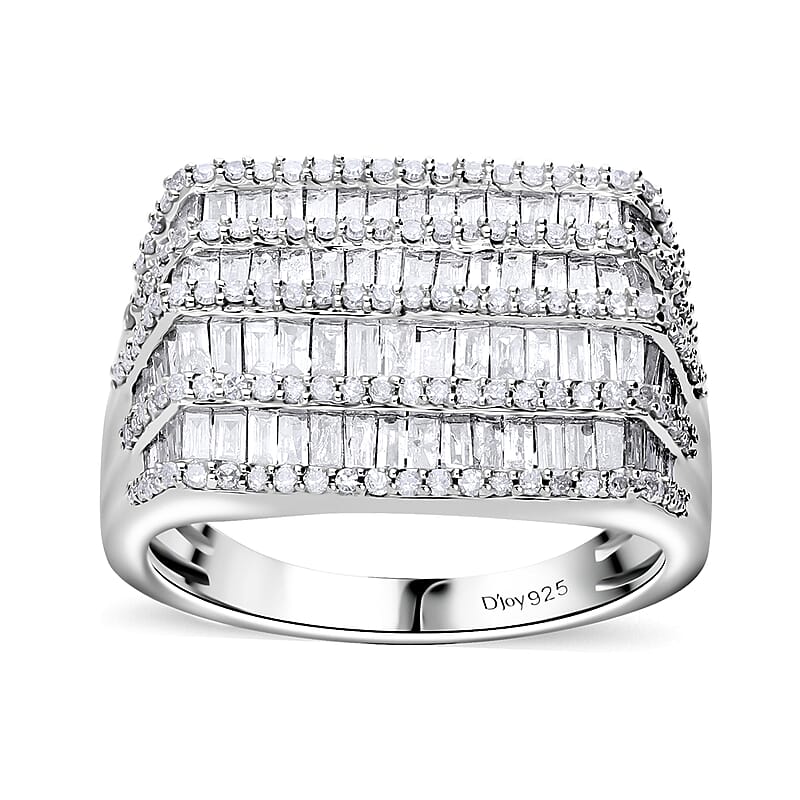 Diamond 2.00 ctw Ring in Platinum Over Sterling Silver (Size 11.0)