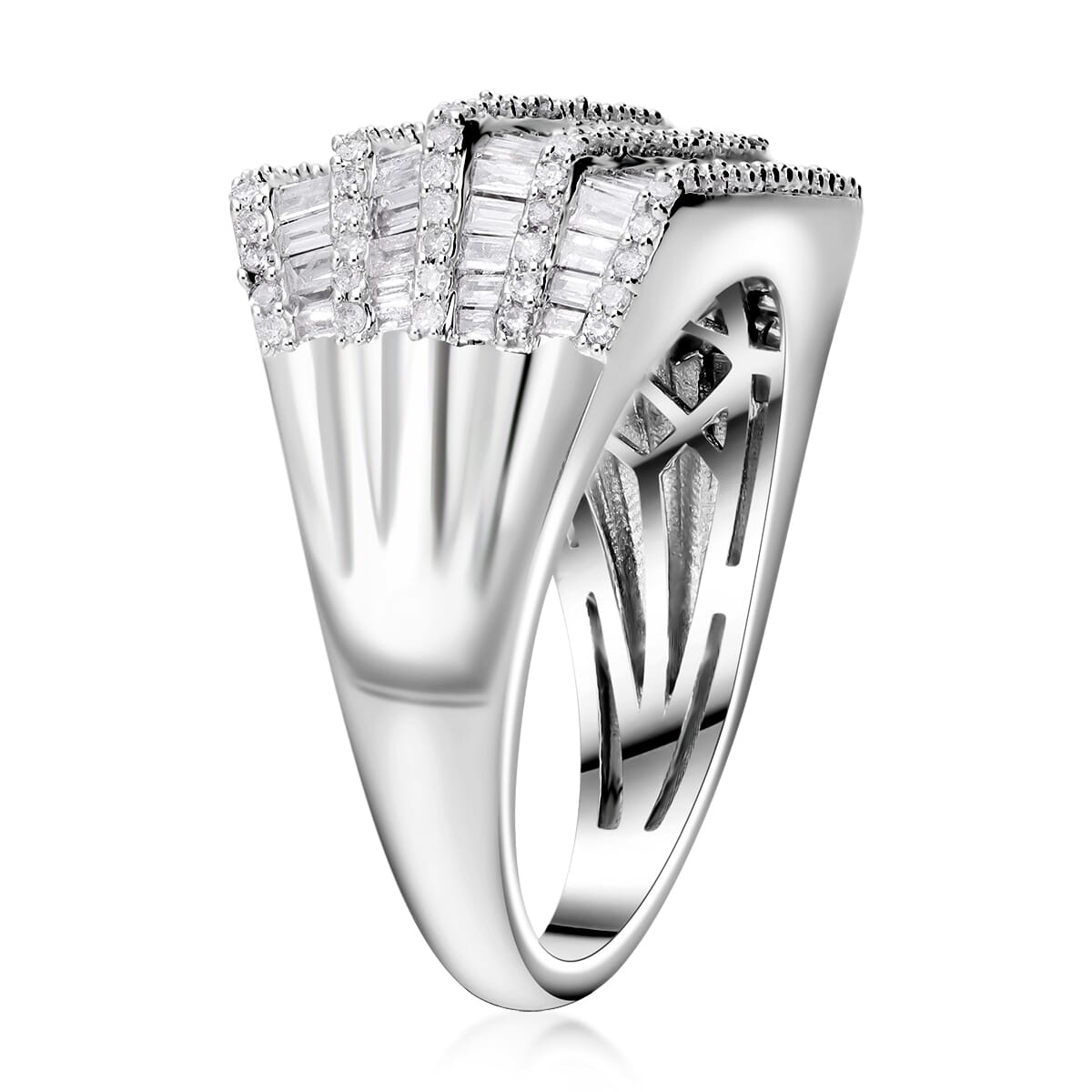 Diamond 2.00 ctw Ring in Platinum Over Sterling Silver (Size 9.0) image number 3