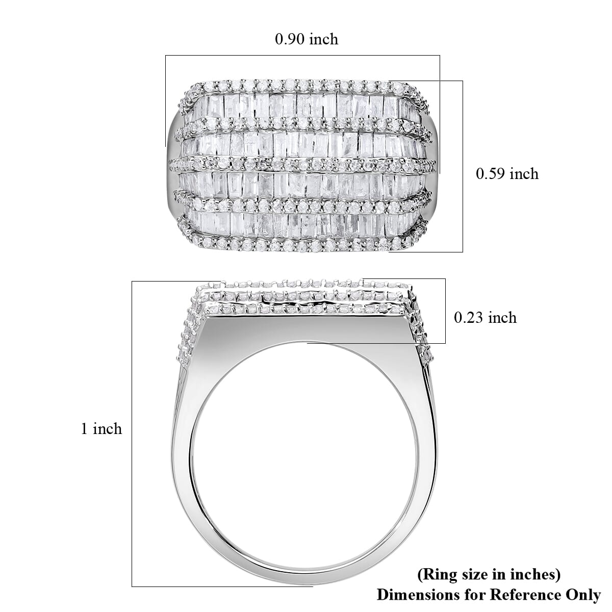 Diamond 2.00 ctw Ring in Platinum Over Sterling Silver (Size 9.0) image number 5