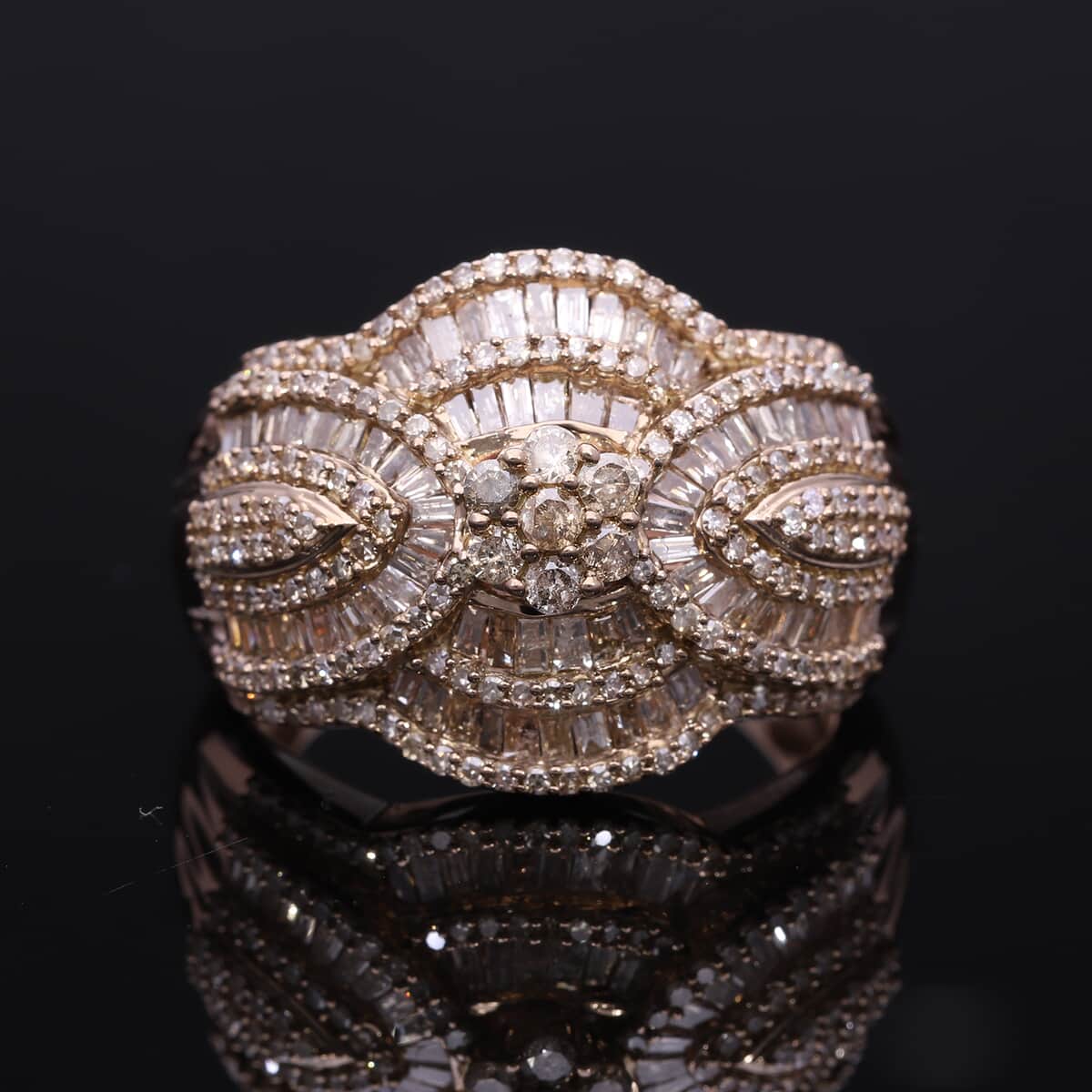 Natural Champagne Diamond 2.00 ctw Ring in Vermeil Rose Gold Over Sterling Silver (Size 10.0) image number 1