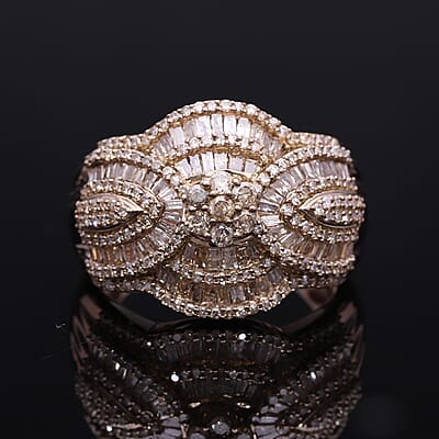 Natural Champagne Diamond 2.00 ctw Ring in Vermeil Rose Gold Over Sterling Silver (Size 10.0)