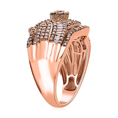Natural Champagne Diamond 2.00 ctw Ring in Vermeil Rose Gold Over Sterling Silver (Size 10.0)