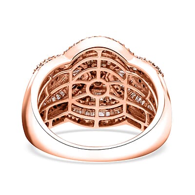 Natural Champagne Diamond 2.00 ctw Ring in Vermeil Rose Gold Over Sterling Silver (Size 10.0)
