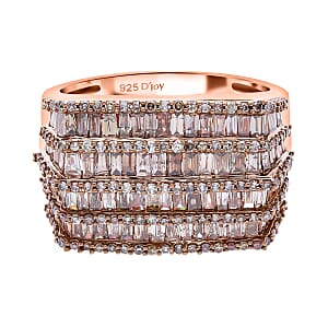 Natural Champagne Diamond 2.00 ctw Ring in Vermeil Rose Gold Over Sterling Silver (Size 11.0)