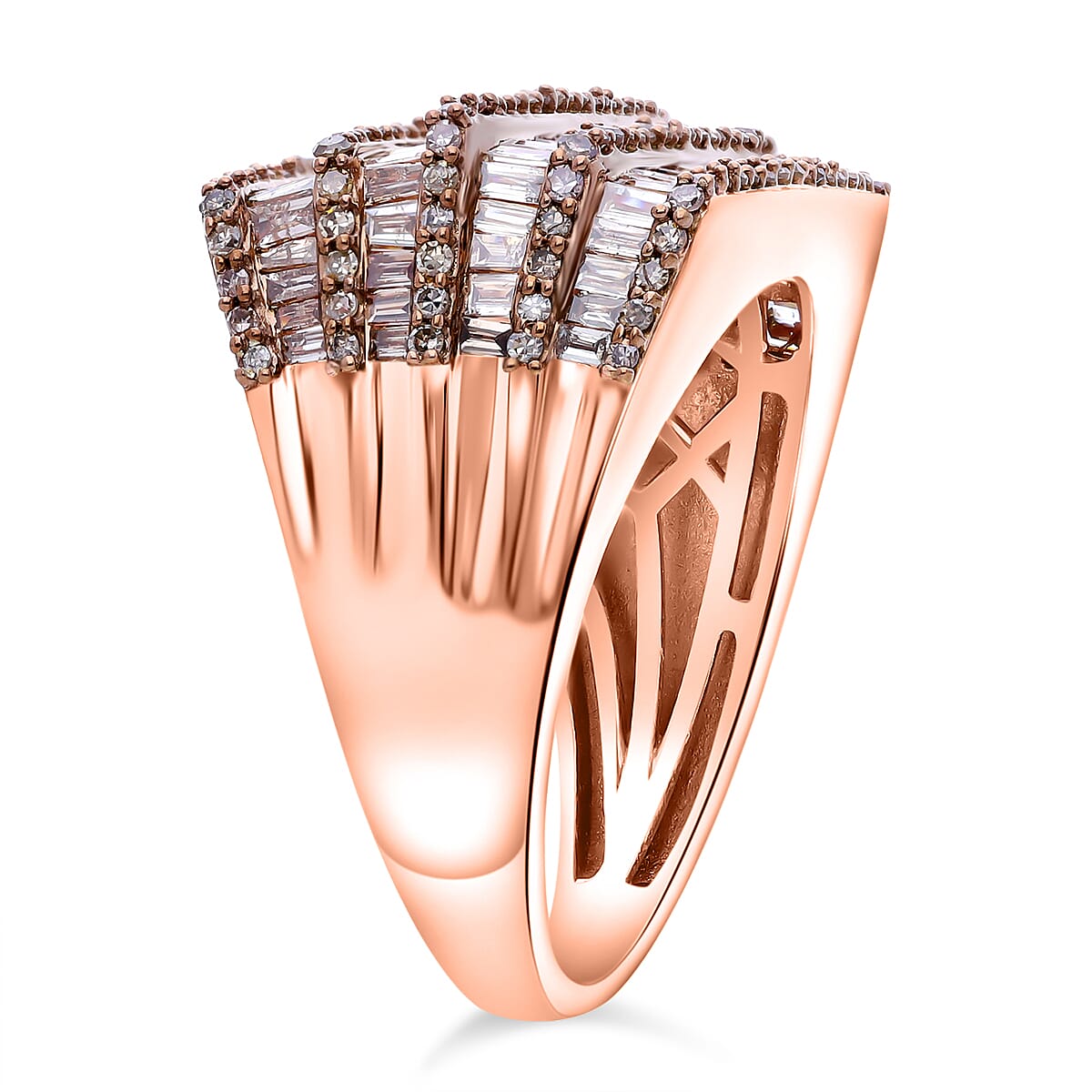 Natural Champagne Diamond 2.00 ctw Ring in Vermeil Rose Gold Over Sterling Silver (Size 11.0) image number 3