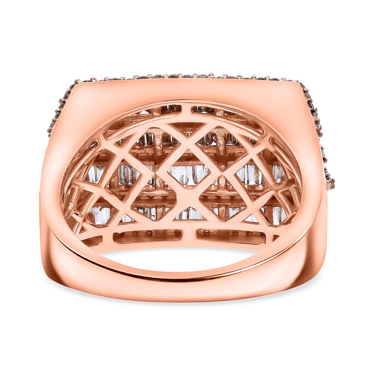 Natural Champagne Diamond 2.00 ctw Ring in Vermeil Rose Gold Over Sterling Silver (Size 11.0) image number 4