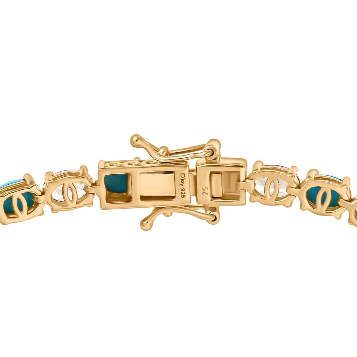 Premium Sleeping Beauty Turquoise and AAA Turkizite 13.00 ctw Tennis Bracelet in 18K Vermeil Yellow Gold Over Sterling Silver (7.25 In) image number 3