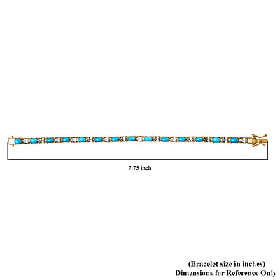 D'Joy Premium Sleeping Beauty Turquoise and AAA Turkizite 13.00 ctw Tennis Bracelet in 18K Vermeil Yellow Gold Over Sterling Silver (7.25 In)