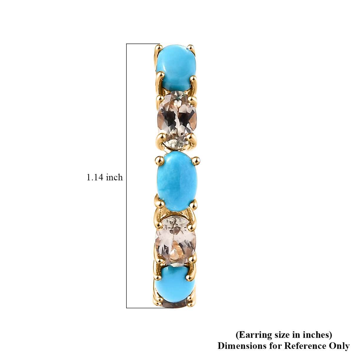 Premium Sleeping Beauty Turquoise and AAA Turkizite 5.60 ctw Hoop Earrings in 18K Vermeil Yellow Gold Over Sterling Silver image number 4