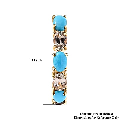 D'Joy Premium Sleeping Beauty Turquoise and AAA Turkizite 5.60 ctw Hoop Earrings in 18K Vermeil Yellow Gold Over Sterling Silver