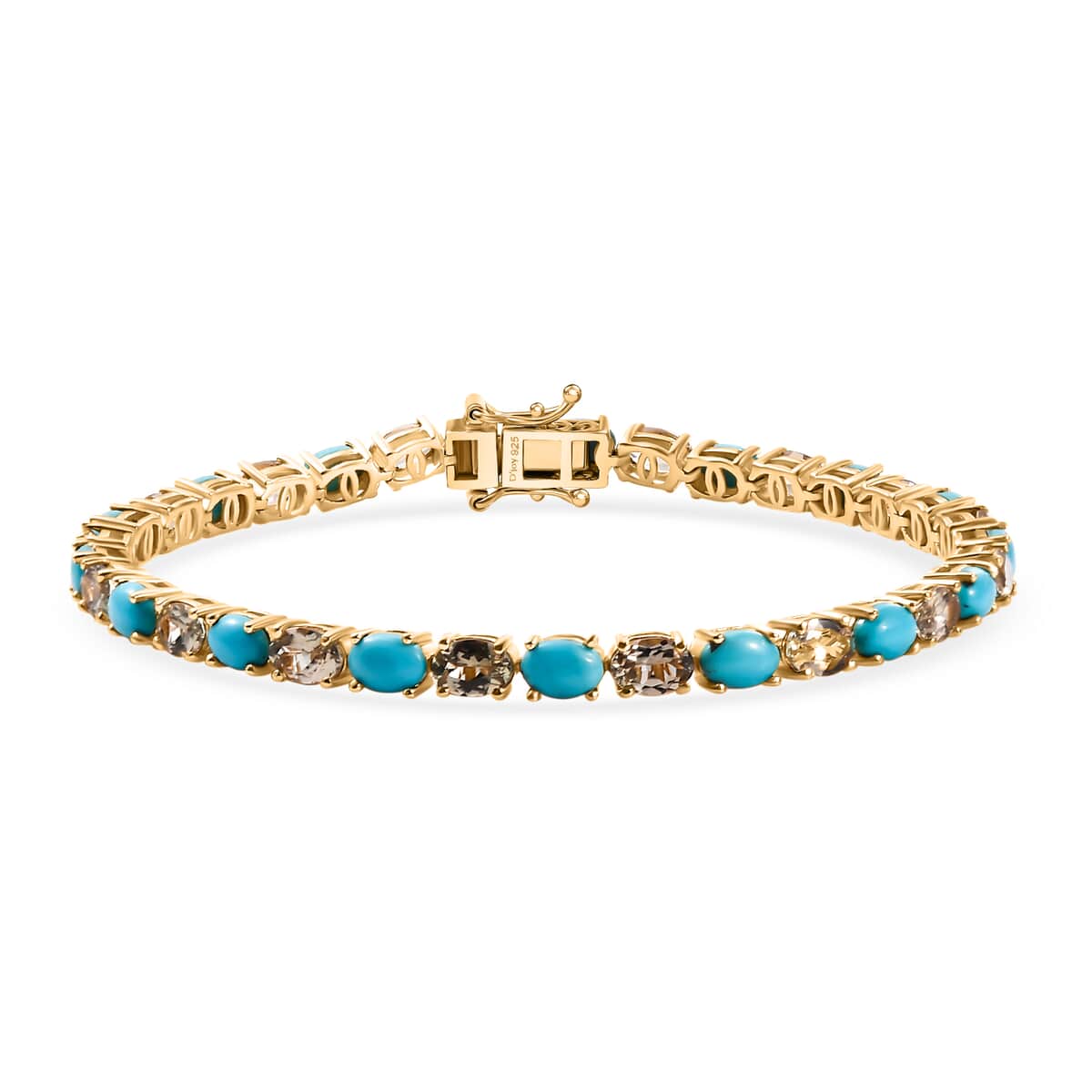 Premium Sleeping Beauty Turquoise and AAA Turkizite Tennis Bracelet in 18K Vermeil YG Over Sterling Silver (8.00 In) 14.75 ctw image number 0