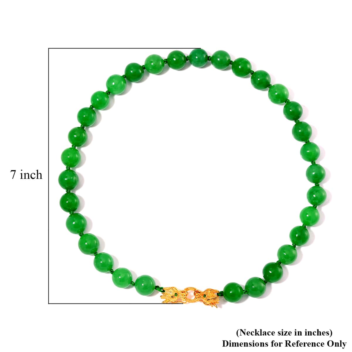 Green Jade (D) and Chrome Diopside 600.50 ctw Dragon Necklace 20 Inches in 18K Vermeil Yellow Gold Over Sterling Silver  image number 4