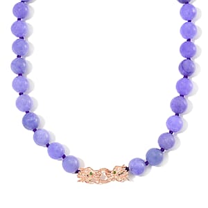 Purple Jade (D) and Chrome Diopside 600.50 ctw Dragon Necklace 20 Inches in 18K Vermeil Rose Gold Over Sterling Silver 