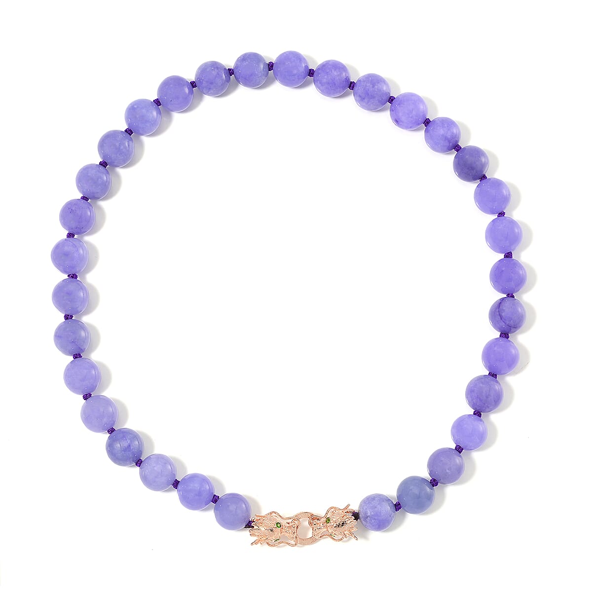 Purple Jade (D) and Chrome Diopside 600.50 ctw Dragon Necklace 20 Inches in 18K Vermeil Rose Gold Over Sterling Silver  image number 2