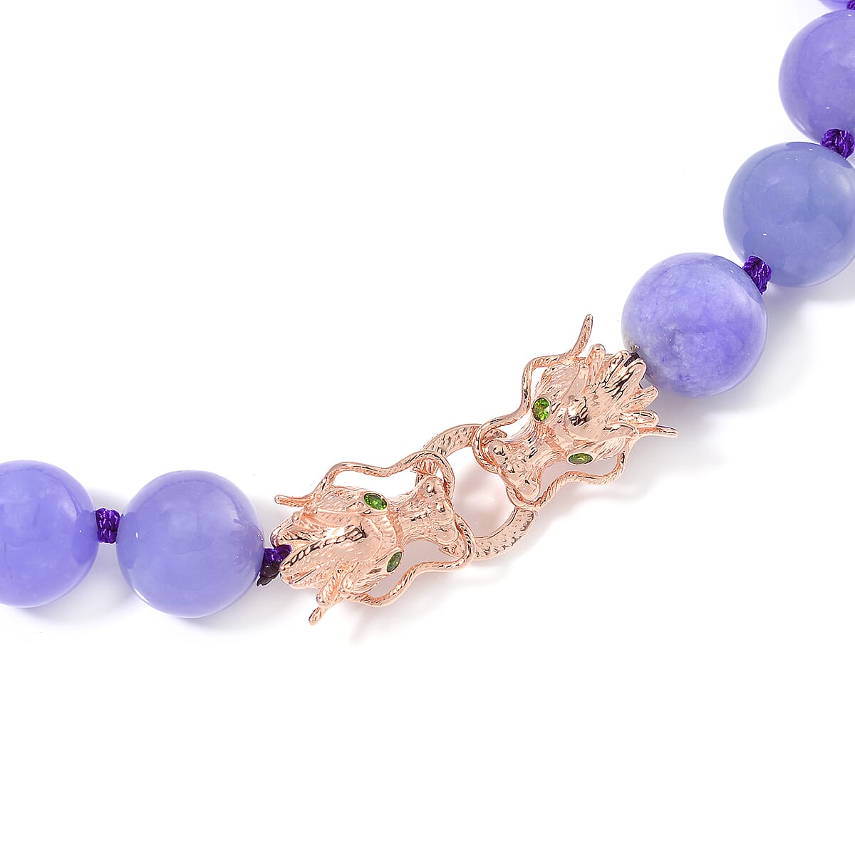 Purple Jade (D) and Chrome Diopside 600.50 ctw Dragon Necklace 20 Inches in 18K Vermeil Rose Gold Over Sterling Silver  image number 3