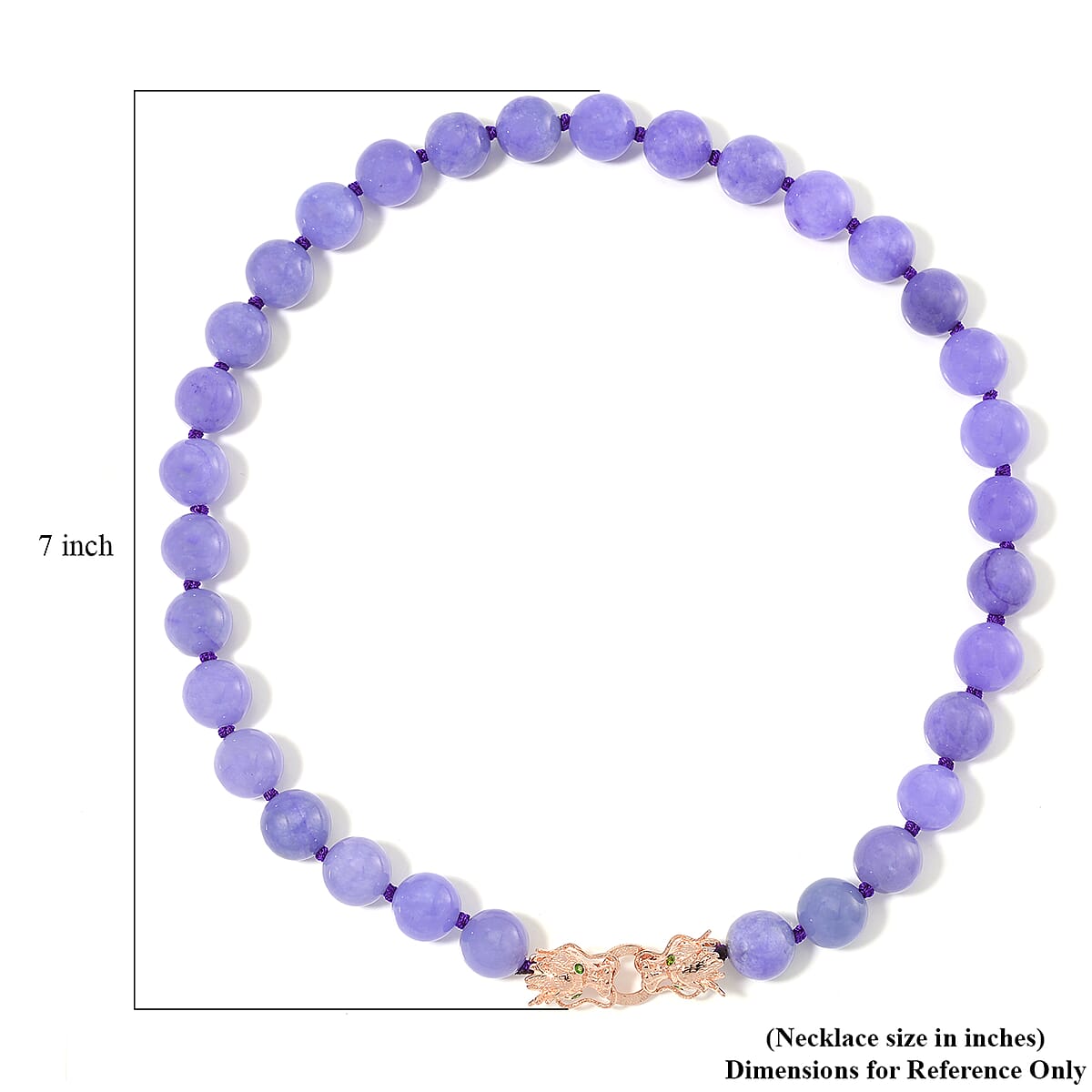 Purple Jade (D) and Chrome Diopside 600.50 ctw Dragon Necklace 20 Inches in 18K Vermeil Rose Gold Over Sterling Silver  image number 4