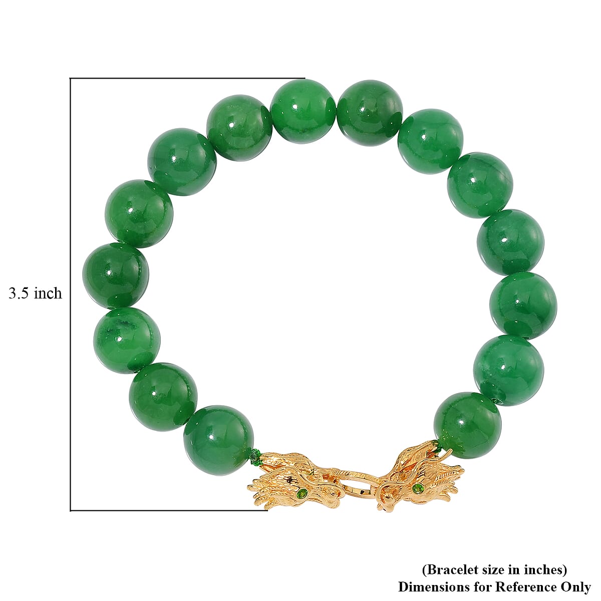 Green Jade (D) and Chrome Diopside 250.50 ctw Bracelet in 18K Vermeil Yellow Gold Over Sterling Silve (8.25 In)  image number 3