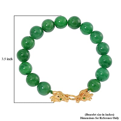 Green Jade (D) and Chrome Diopside 250.50 ctw Bracelet in 18K Vermeil Yellow Gold Over Sterling Silve (8.25 In) 