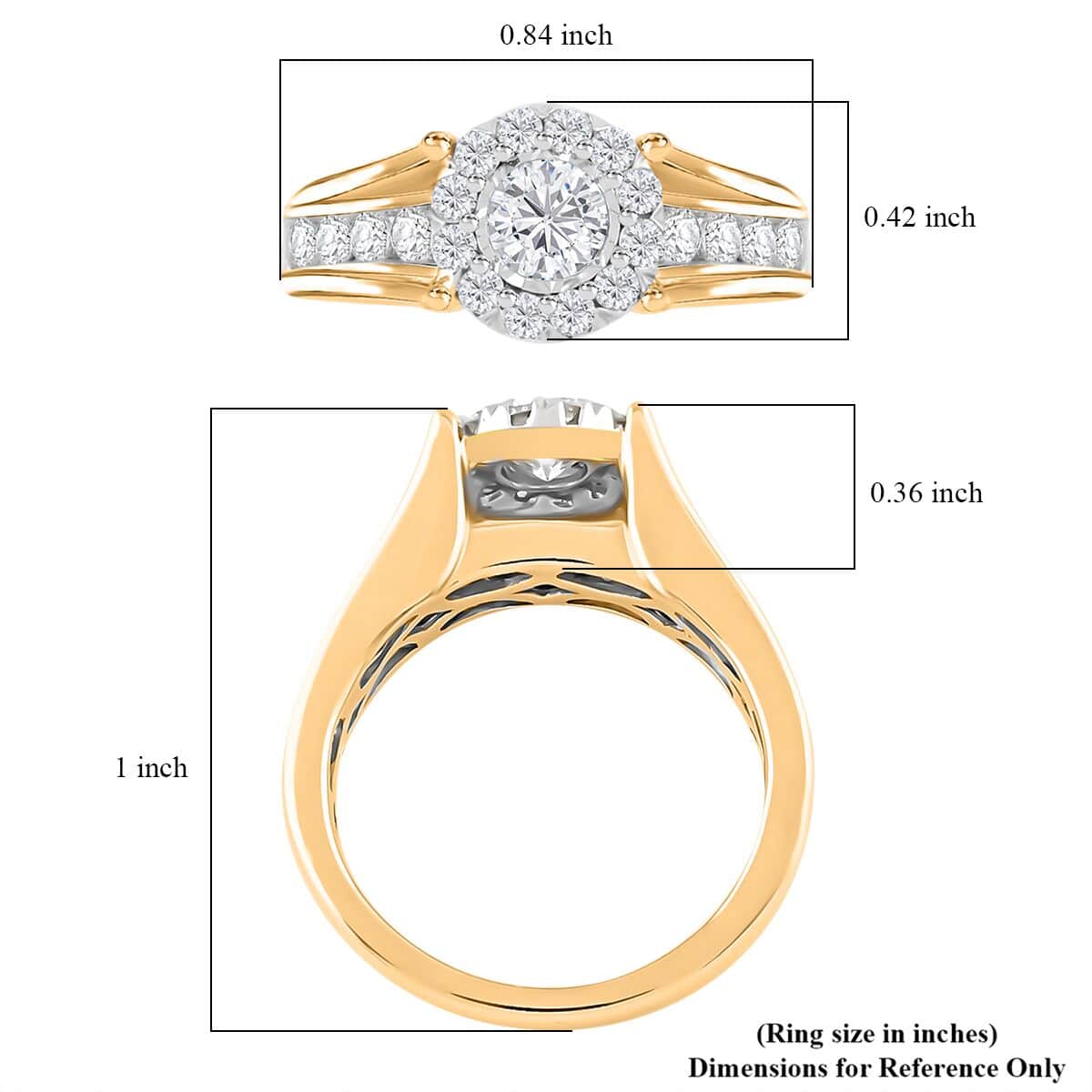 White Diamond G-H I2 1.30 ctw Ring in 14K Yellow Gold (Size 7.0) 5.25 Grams image number 4