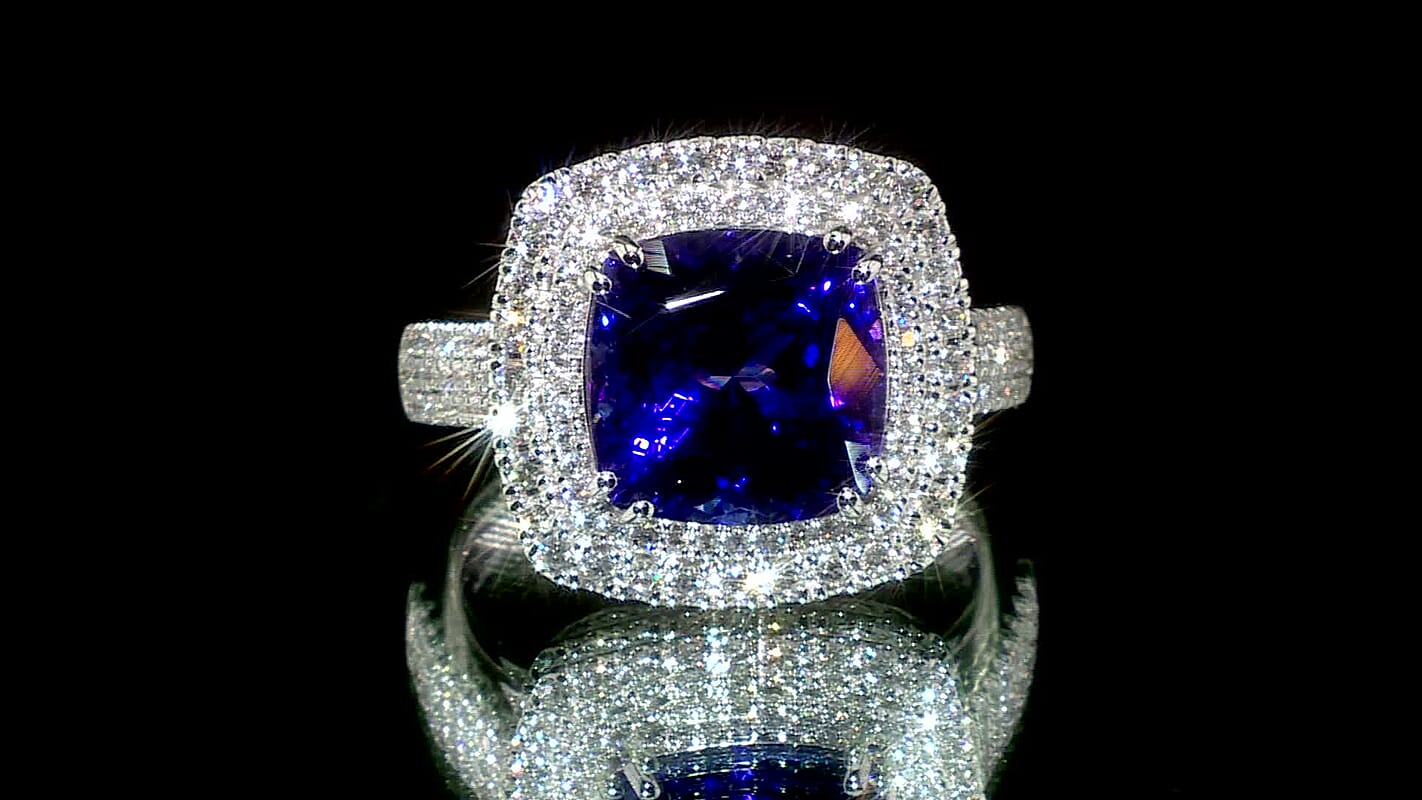 Celestial Azure Certified & Appraised Rhapsody AAAA Tanzanite and E-F VS Diamond 5.75 ctw Ring in 950 Platinum 10.45 Grams