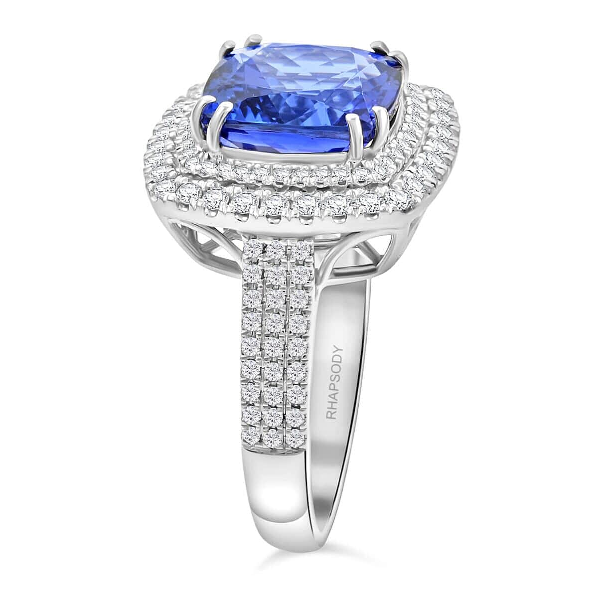 Celestial Azure Certified & Appraised Rhapsody AAAA Tanzanite and E-F VS Diamond 5.75 ctw Ring in 950 Platinum (Size 10.0) 10.45 Grams
