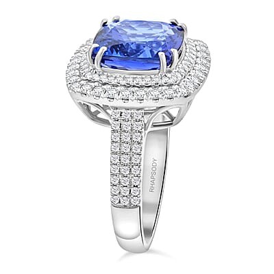 Celestial Azure Certified & Appraised Rhapsody AAAA Tanzanite and E-F VS Diamond 5.75 ctw Ring in 950 Platinum (Size 10.0) 10.45 Grams