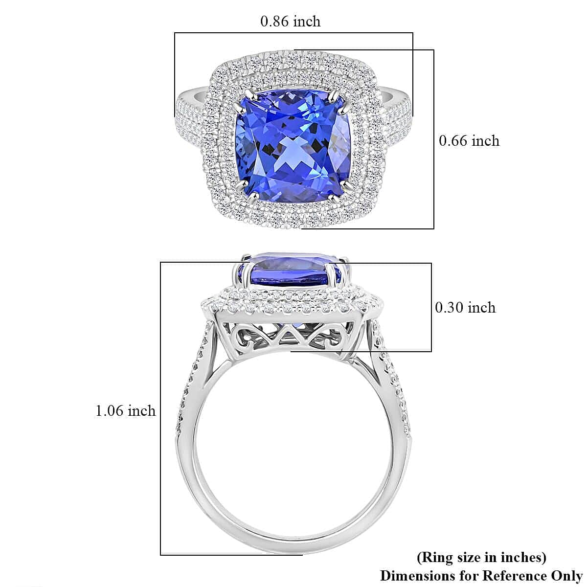 Celestial Azure Certified & Appraised Rhapsody AAAA Tanzanite and E-F VS Diamond 5.75 ctw Ring in 950 Platinum (Size 10.0) 10.45 Grams