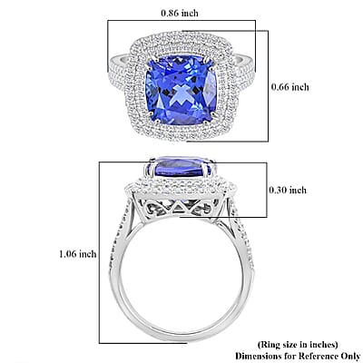 Celestial Azure Certified & Appraised Rhapsody AAAA Tanzanite and E-F VS Diamond 5.75 ctw Ring in 950 Platinum (Size 10.0) 10.45 Grams