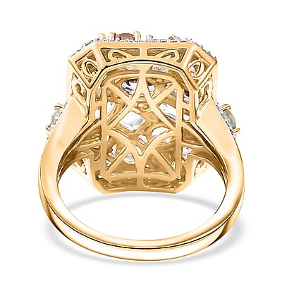 Multi Gemstone 4.10 ctw Sunlit Oasis Ring in 18K Vermeil Yellow Gold Over Sterling Silver (Size 10.0)