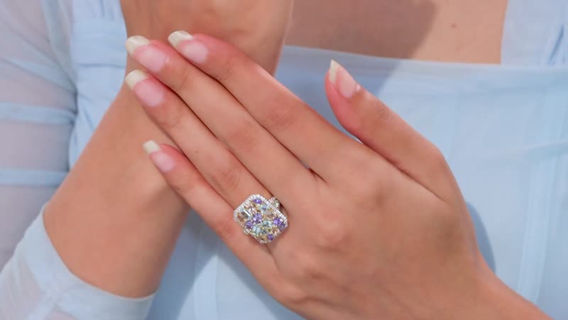 Multi Gemstone Cluster Ring in 18K Vermeil YG Over Sterling Silver (Size 10.0) 4.20 ctw