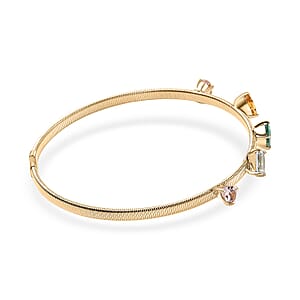 Luxoro AAA Multi Beryl Family and Emerald 2.75 ctw Cuff Bracelet in 10K Yellow Gold (7.25 In) 4.75 Grams