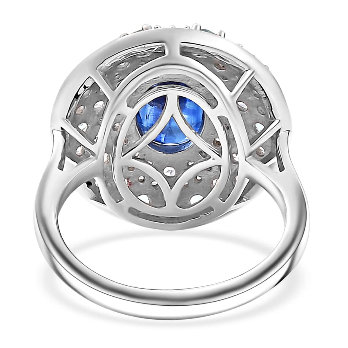 Kashmir Kyanite and Multi Gemstone 4.35 ctw Galaxy Ring in Rhodium Over Sterling Silver (Size 7.0) image number 4