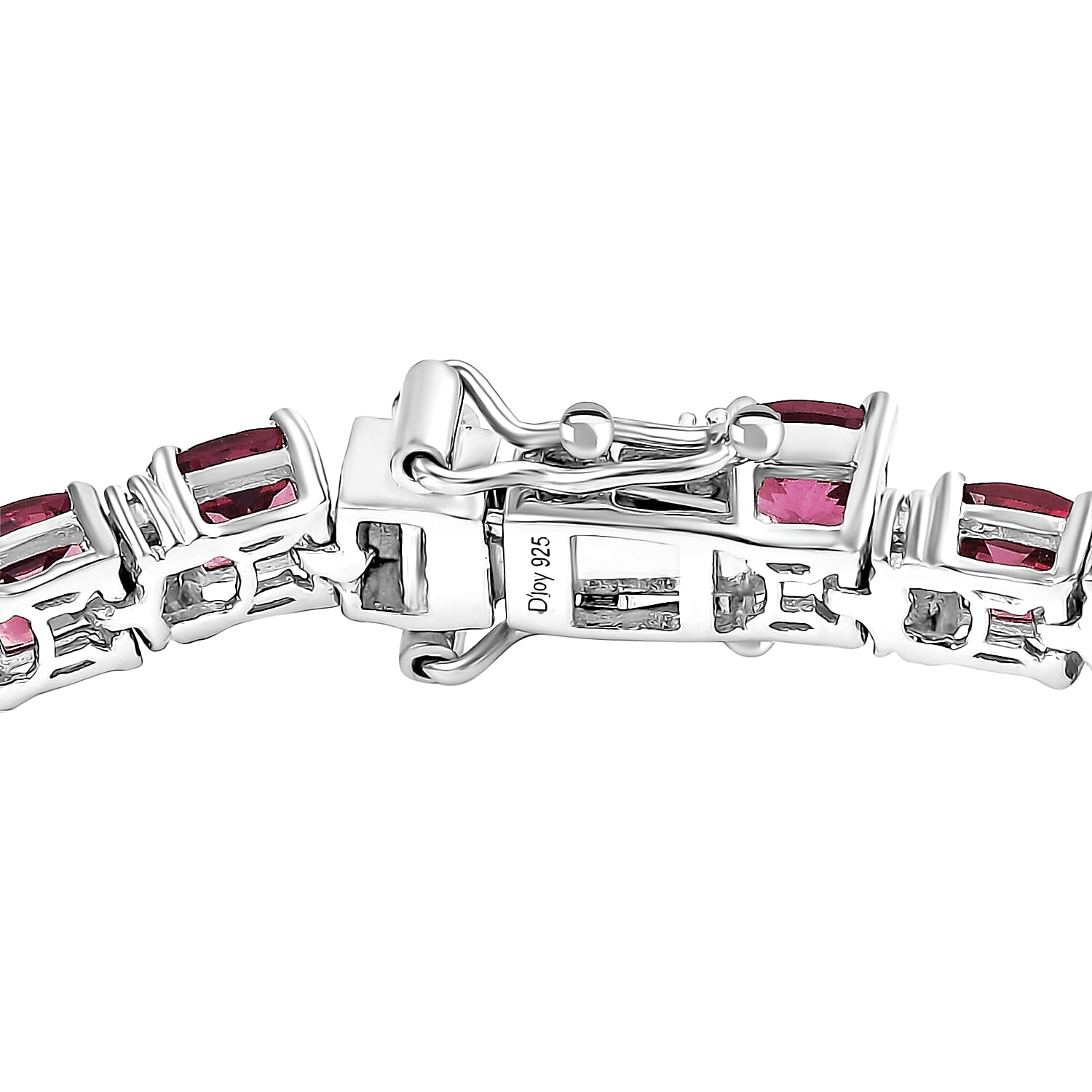 D'Joy Tanzanian Wine Garnet and White Zircon 15.10 ctw Royal Radiance Tennis Bracelet in Rhodium Over Sterling Silver (7.25 In)