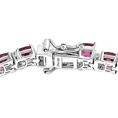 D'Joy Tanzanian Wine Garnet and White Zircon 15.10 ctw Royal Radiance Tennis Bracelet in Rhodium Over Sterling Silver (7.25 In)