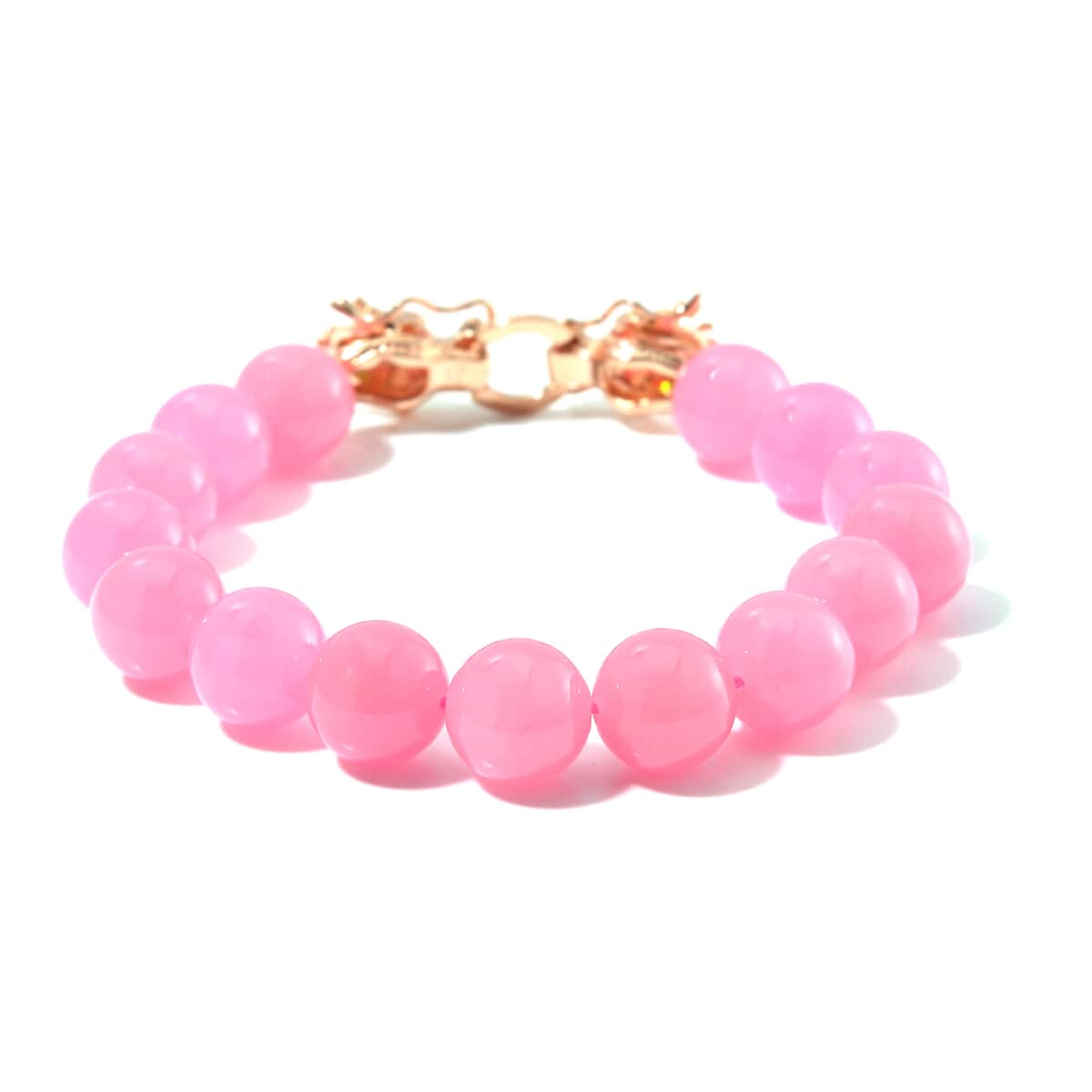 Pink Jade (D) and Chrome Diopside 250.50 ctw Bracelet in 18K Vermeil Rose Gold Over Sterling Silve (8.25 In)  image number 2