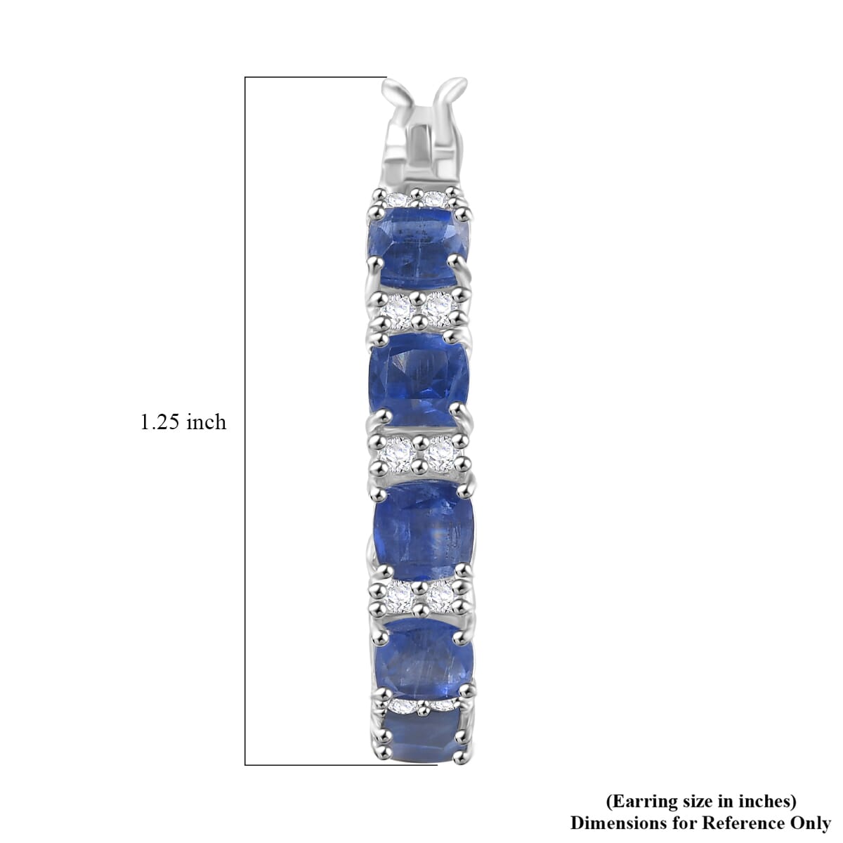 Kashmir Kyanite and White Zircon8.45 ctw Hoop Earrings in Rhodium Over Sterling Silver  image number 4